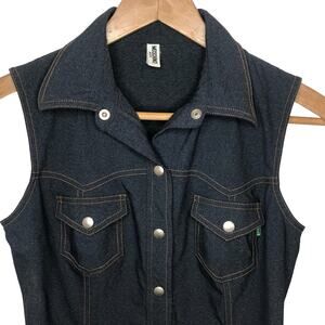 Moschino M Vintage Denim Vest Size 34 STUNNING Stretchy Top Stitch Spandex